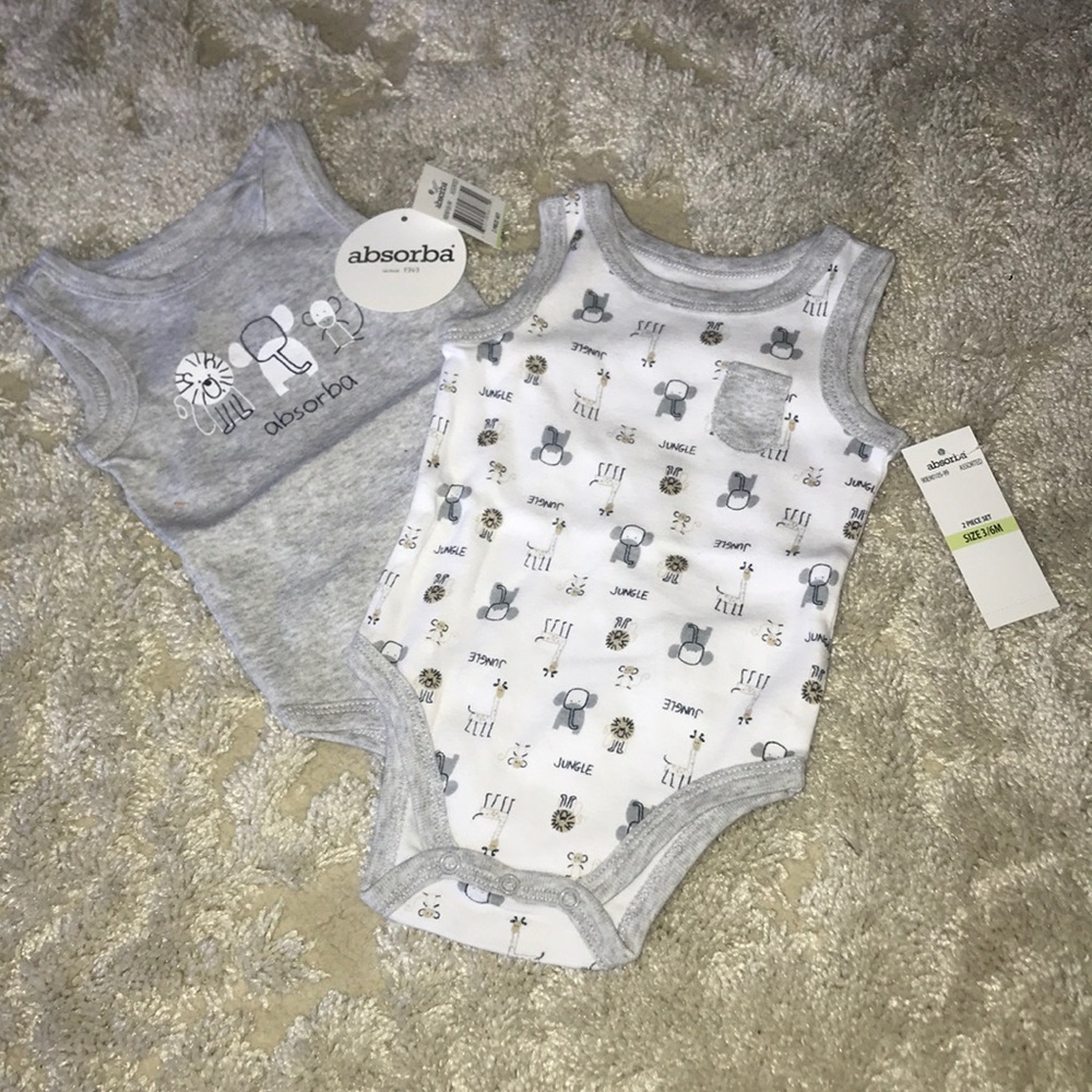 Absorba Bodysuit Tank (2) 3-6 Months NWT